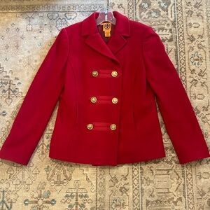 Tory Burch Callum Red Double Breasted Military Style Jacket